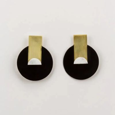 Jewelry - Stone & brass Disc earrings - L INDOCHINEUR X RIVÊT