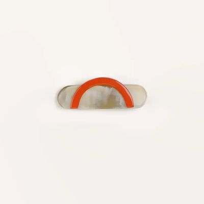 Barrettes - Petite barrette en corne blonde et laque orange - L INDOCHINEUR X RIVÊT