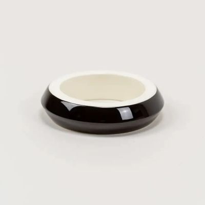 Bracelets - Black outside & white inside lacquered Saturne wood bracelet in Size L - L INDOCHINEUR X RIVÊT