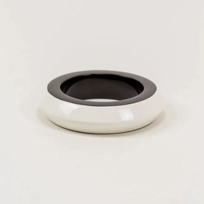 Bracelets - Black inside & white outside lacquered Saturne wood bracelet in Size L - L INDOCHINEUR X RIVÊT