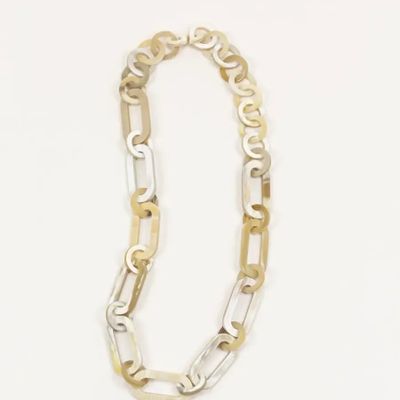 Bijoux - Collier anneaux épais ronds et ovales bords droits en corne noire Africaine - L INDOCHINEUR X RIVÊT
