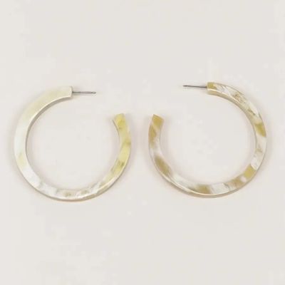 Bijoux - Boucle d'oreille petits anneaux ronds bords droits en corne noire Africaine - L INDOCHINEUR X RIVÊT