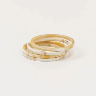 Bracelets - 4 thin bracelets in black&white horn in Size M - L INDOCHINEUR X RIVÊT