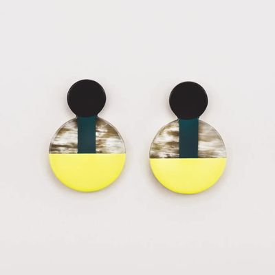 Bijoux - Boucles d'oreilles Bosquet en corne blonde et laque tricolore - L INDOCHINEUR X RIVÊT