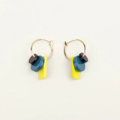 Bijoux - Créoles Gortyne avec pampilles en corne et laque - L INDOCHINEUR X RIVÊT