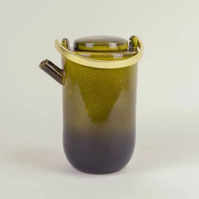 Tea and coffee accessories - Hoa Bien blue ceramic teapot with brass handle, 800ml - L INDOCHINEUR X RIVÊT