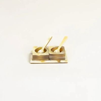 Spice grinders - Salt and pepper set in plain blond horn - L INDOCHINEUR X RIVÊT
