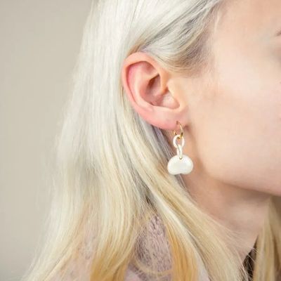 Bijoux - Créoles laiton Fève en sabot et laque orange - L INDOCHINEUR X RIVÊT