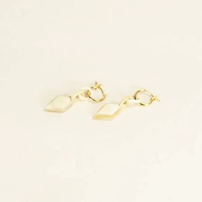 Bijoux - Créoles laiton Losange en corne blonde - L INDOCHINEUR X RIVÊT