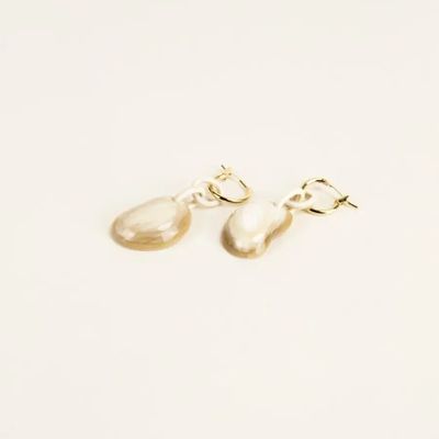 Bijoux - Créoles laiton Haricot en corne blonde - L INDOCHINEUR X RIVÊT