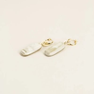 Jewelry - Plaque brass hoop earrings in hoof and ivory lacquer - L INDOCHINEUR X RIVÊT
