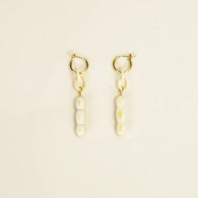 Bijoux - Créoles laiton Quille en corne blonde - L INDOCHINEUR X RIVÊT