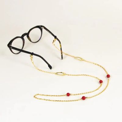Glasses - Maraca glasses chain in brass and red lacquer - L INDOCHINEUR X RIVÊT