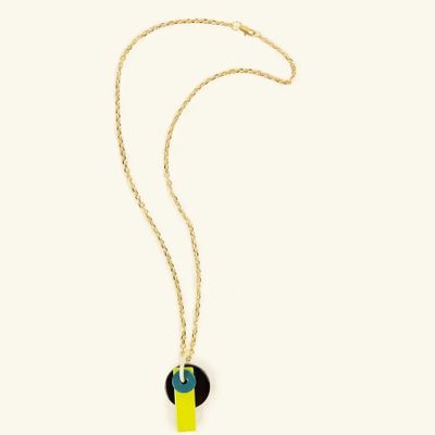 Bijoux - Pendentif Enyo en corne et laque cordon noir - L INDOCHINEUR X RIVÊT