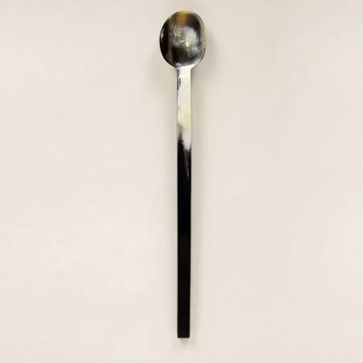 Couverts & ustensiles de cuisine - Cuillère à confiture en corne noire avec manche laqué sable - L INDOCHINEUR X RIVÊT