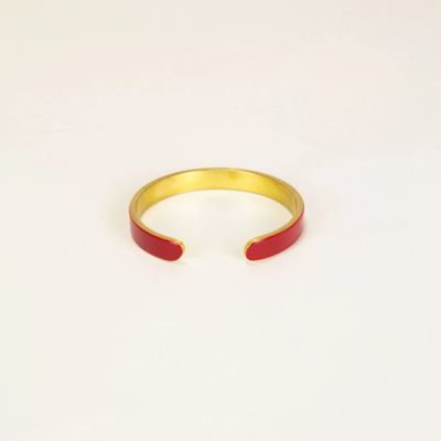 Bracelets - Thin open cuff in brass and red lacquer - L INDOCHINEUR X RIVÊT