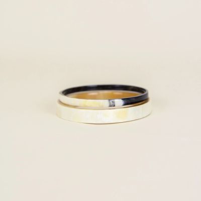 Bracelets - Set of 2 thin bangles in black and white horn, size L - L INDOCHINEUR X RIVÊT