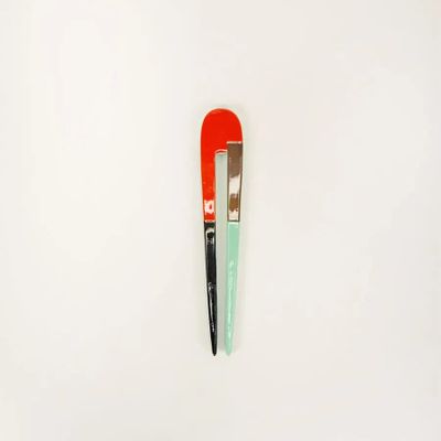 Barrettes - Double hairpin in orange -green lacquer - L INDOCHINEUR X RIVÊT