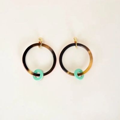 Jewelry - Large and small hoops in hoof with beige and khaki lacquer - L INDOCHINEUR X RIVÊT