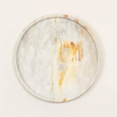 Trays - Large round tray Cassiopée in white marble - L INDOCHINEUR X RIVÊT