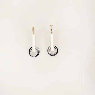 Bijoux - Boucles d'oreilles pendule en corne blonde - L INDOCHINEUR X RIVÊT