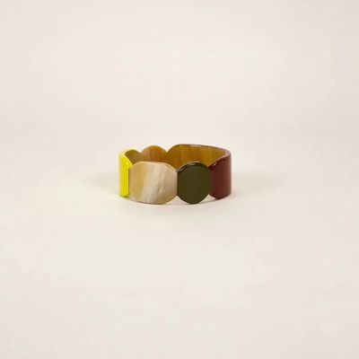 Bracelets - Totem bracelet 25 in black horn and Blue lacquer size L - L INDOCHINEUR X RIVÊT
