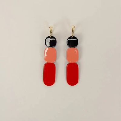 Jewelry - Totem hoop earrings 85 in blond horn and Parme lacquer - L INDOCHINEUR X RIVÊT