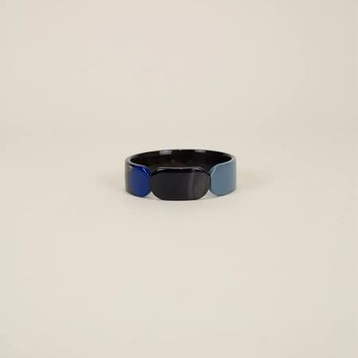 Bracelets - Totem bracelet 20 in black horn and Blue lacquer size S - L INDOCHINEUR X RIVÊT