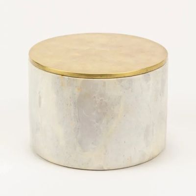 Caskets and boxes - Jupiter box in brass and white cloudy marble - L INDOCHINEUR X RIVÊT