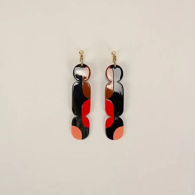 Bijoux - Créoles 85 Nymphe en corne noire et laque Kaki - L INDOCHINEUR X RIVÊT