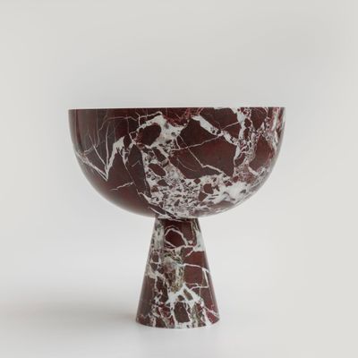 Plats et saladiers - ROSSO LEVANTO MARBLE PEDESTAL BOWL XL - KIWANO CONCEPT