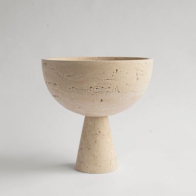 Plats et saladiers - TRAVERTINE PEDESTAL BOWL XL - KIWANO CONCEPT