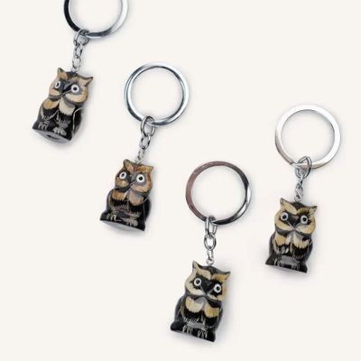 Objets de décoration - Porte clés hiboux en corne noire - L INDOCHINEUR X RIVÊT