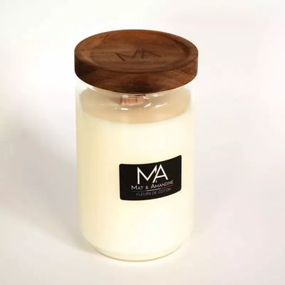 Decorative objects - COTTON FLOWERS — Scented Candle (Large Jar) - MAT AMANDINE