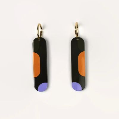 Bijoux - Créoles 65 Nymphe en corne blonde et laque Orange - L INDOCHINEUR X RIVÊT