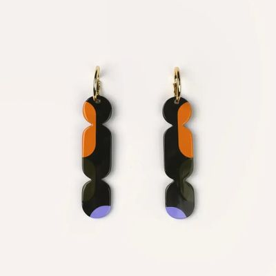 Bijoux - Créoles 70 Nymphe en corne blonde et laque Orange - L INDOCHINEUR X RIVÊT