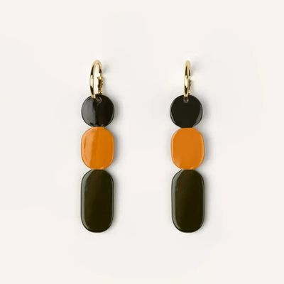 Jewelry - 70 Totem Creoles in blond horn and orange lacquer - L INDOCHINEUR X RIVÊT