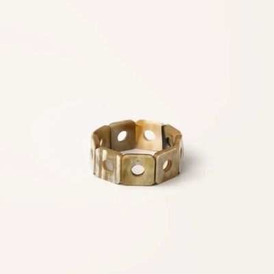 Bracelets - Articulated bracelet with square, round, openwork pieces in blond horn - L INDOCHINEUR X RIVÊT