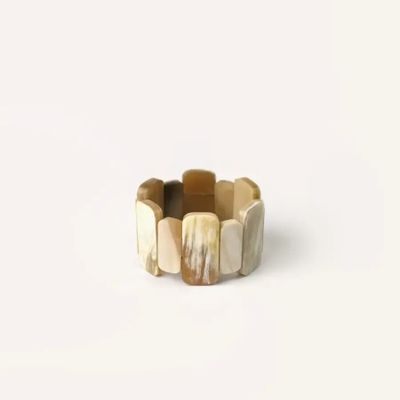 Bracelets - Articulated bracelet rectangular pieces in black African horn - L INDOCHINEUR X RIVÊT