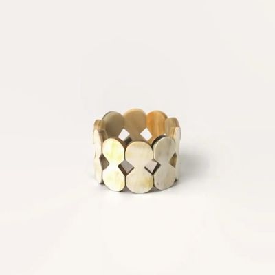 Bracelets - Articulated bracelet with 2 crown pieces in blond horn - L INDOCHINEUR X RIVÊT