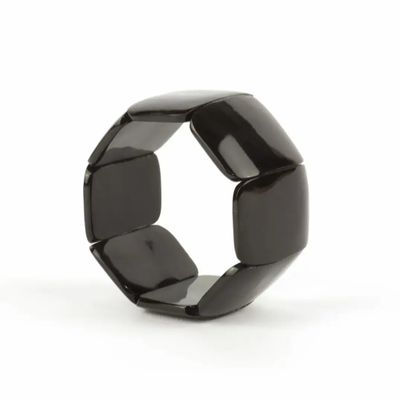 Bracelets - 8 large piece articulated bracelet in plain black horn - L INDOCHINEUR X RIVÊT