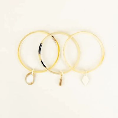 Bracelets - Set of 3 bangles with charms in hoof and tricolor lacquer size L - L INDOCHINEUR X RIVÊT