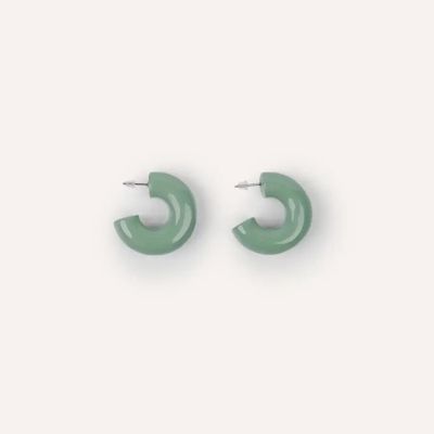 Jewelry - C-shaped wooden stud earrings, dark blue and light blue lacquer - L INDOCHINEUR X RIVÊT