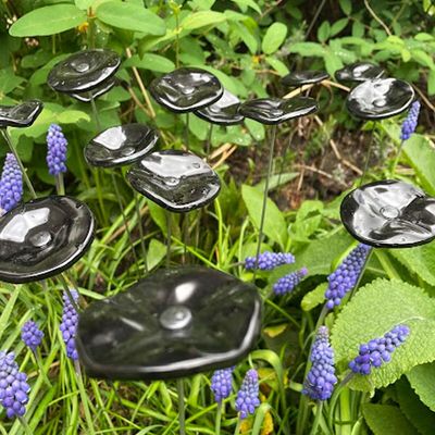 Garden accessories - Small Glass Flower For Outside In Black - CARNEOL GLASS