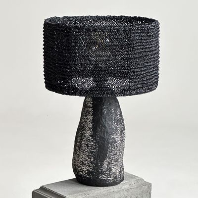 Table lamps - Smola Table Lamp – Handmade Raffia Shade & Sculptural Base Lighting - PLETOSTUDIO