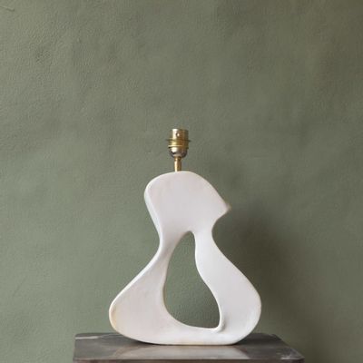 Lampes de table - Lampe de table en céramique faite main Mandy, blanc brillant, mer - STUDIO WILD ORANGE