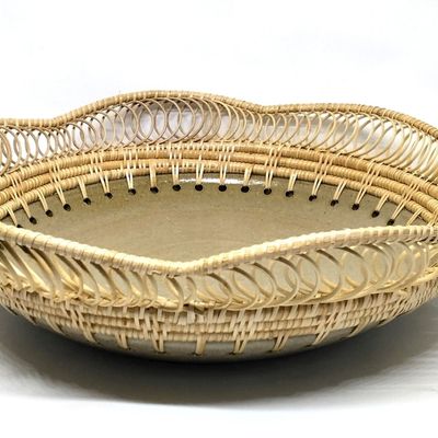 Trays - Ceramic and rattan tray - SATCHA