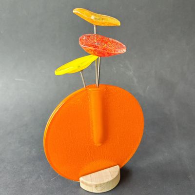 Vases - Round vase set, orange color 13 cm - CARNEOL GLASS