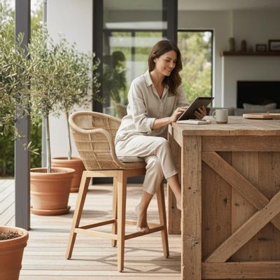 Chaises de jardin - Fauteuil de bar en teck CHT13 - BALINAISA
