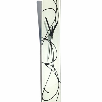 Horloges - Horloge murale Geo blanc-noir 6x41 cm - CARNEOL GLASS